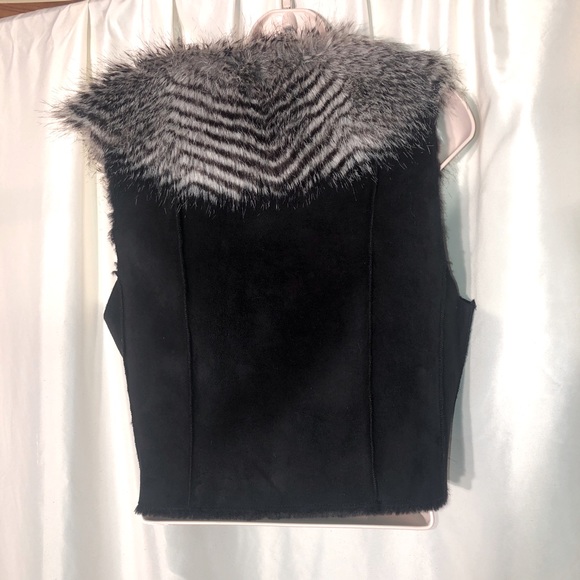Rachel Zoe suede faux fox collar faux fur lined vest - Picture 5 of 6